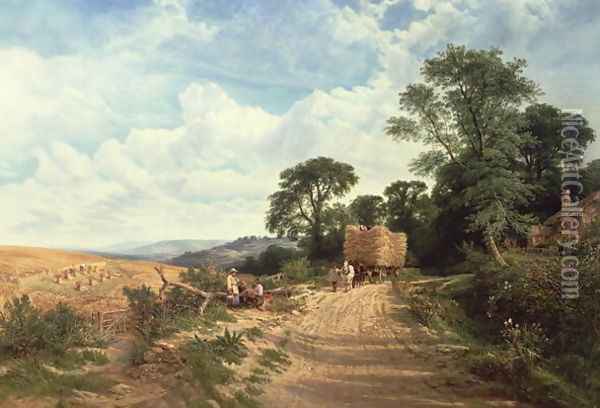 Landscape - Harvest Time 1865 Oil Painting - George Vicat Cole