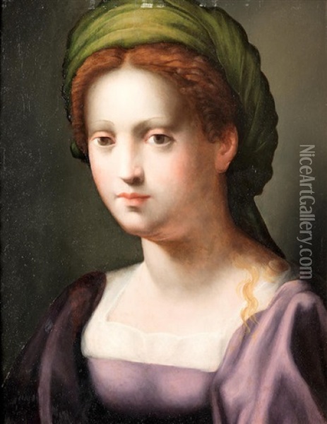 Portrait Of A Young Woman As A Sibyl Oil Painting - Domenico Puligo