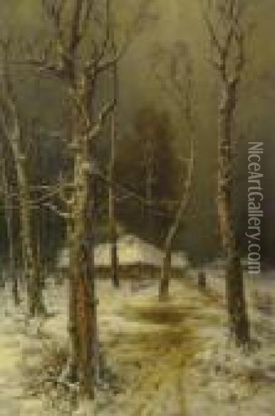 Winter In Russia Oil Painting - Iulii Iul'evich (Julius) Klever