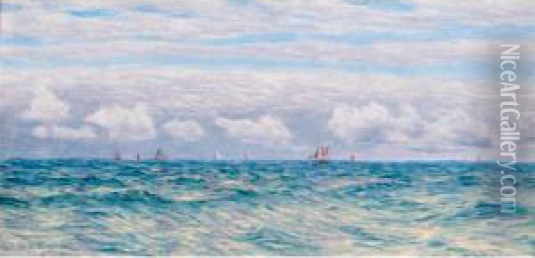A Busy Coastline Oil Painting - John Edward Brett