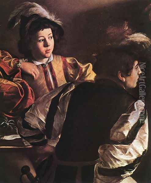 The Calling of Saint Matthew (detail 2) 1599-1600 Oil Painting - Caravaggio
