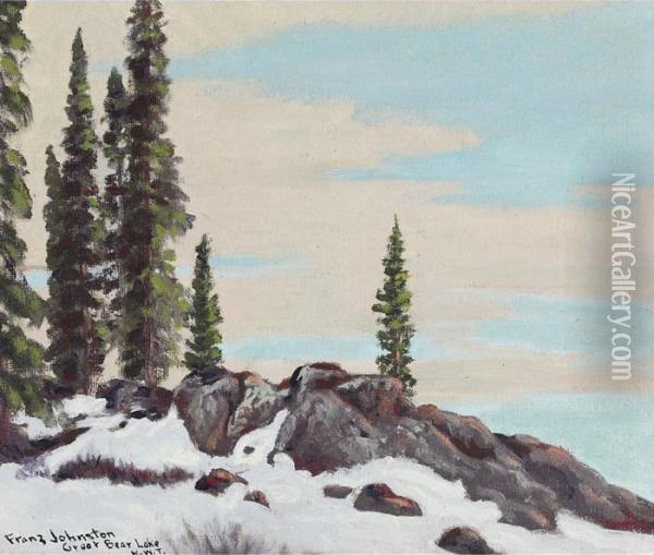 Rocks At Cameron Bay, Great Bear Lake Oil Painting - Franz Hans Johnston