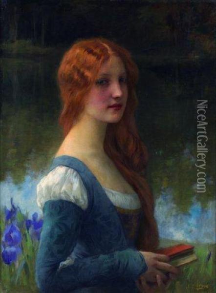 Jeune Femme Rousse. Oil Painting - Charles Amable Lenoir
