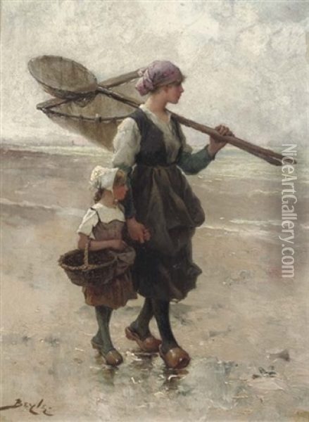 Sweet Shell-fishers Oil Painting - Pierre-Marie Beyle