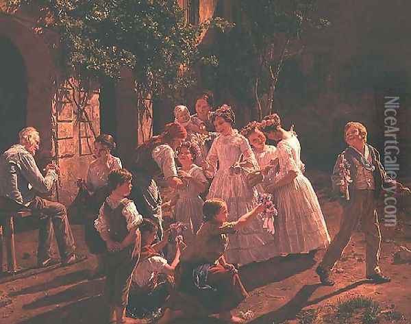 Peasant Wedding in Lower Austria Oil Painting - Ferdinand Georg Waldmuller
