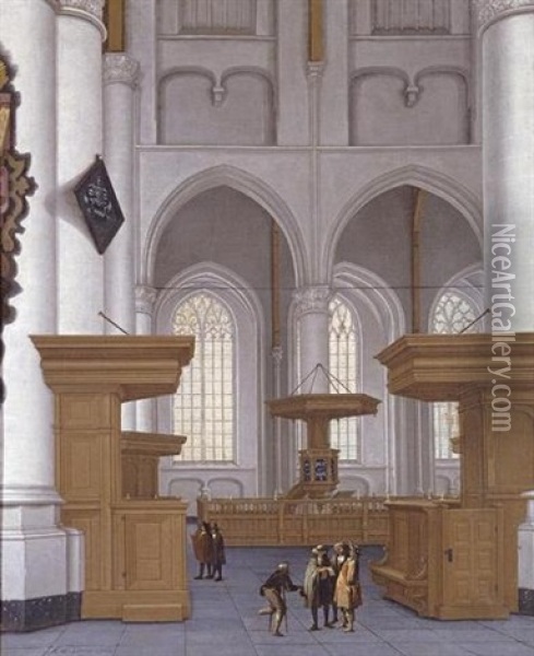 Interior Of The Laurenskerk, Rotterdam, View To The South Oil Painting - Anthonie Delorme