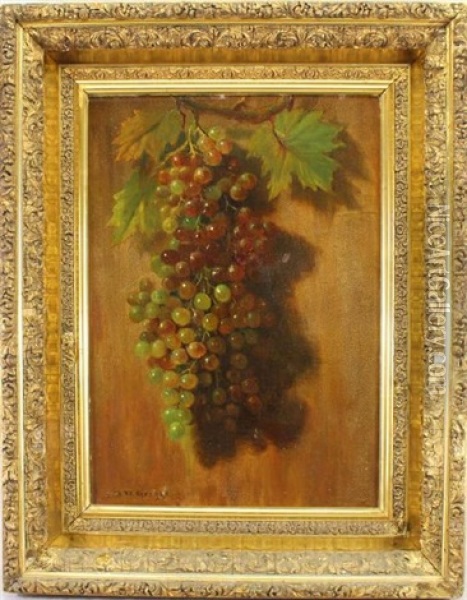 Still Life Painting Of A Cluster Of Grapes Oil Painting - Samuel L. Griggs