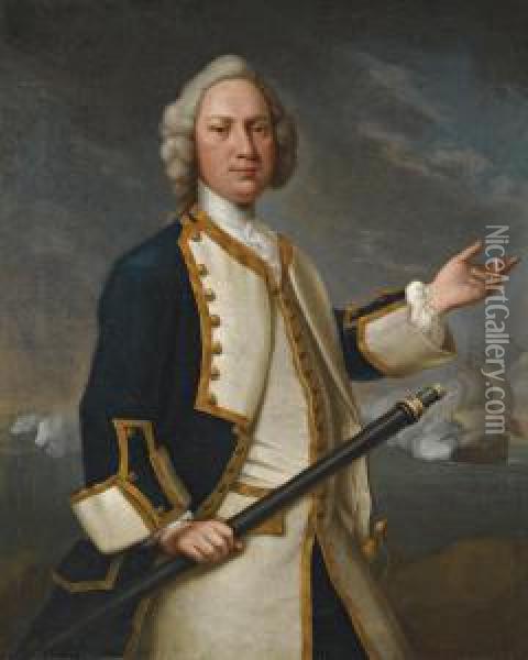 Portrait Of Captain Forrest R.n. Oil Painting - John Vandiest
