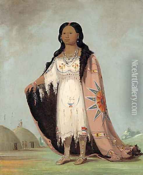 Pshán-shaw, Sweet-scented Grass, Twelve-year-old Daughter of Bloody Hand Oil Painting - George Catlin