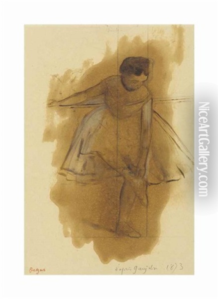 Danseuse Remettant Son Chausson Oil Painting - Edgar Degas
