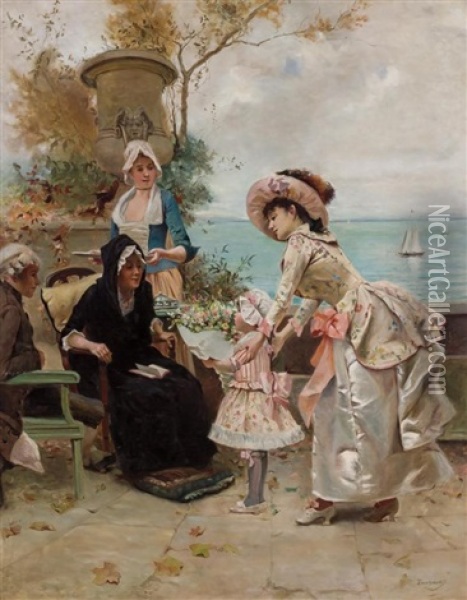 Paying Respects Oil Painting - Emile Auguste Pinchart
