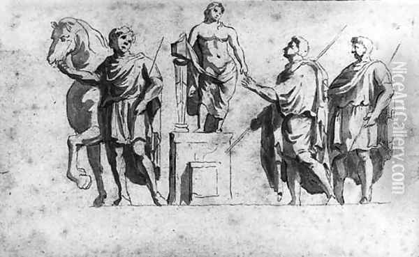 Two studies after Roman reliefs Oil Painting - Jan de Bisschop