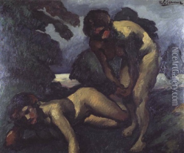 Les Deux Baigneuses Oil Painting - Paul Elie Gernez