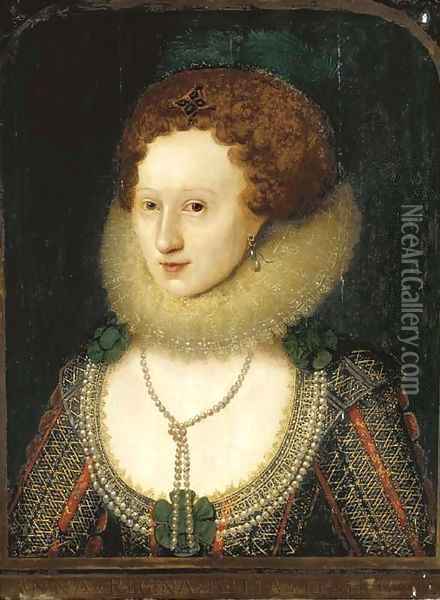 Portrait of a lady, bust-length, traditionally identified as Anne of Denmark Oil Painting - William Larkin