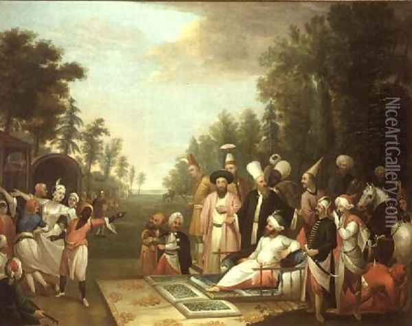 The Turkish Hunting Party, 18th century Oil Painting - Jean Baptiste Vanmour