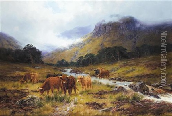 The Highland Burn Oil Painting - Louis Bosworth Hurt