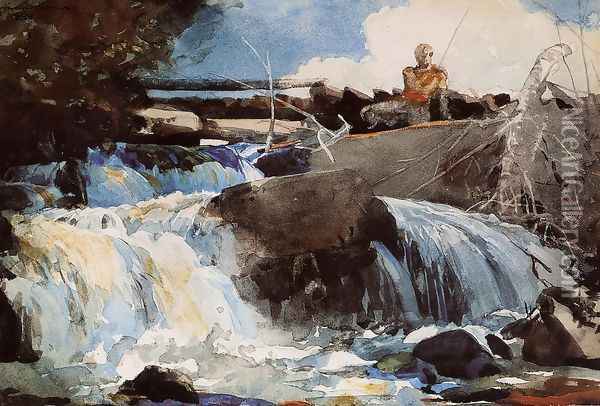 Casting in the Falls Oil Painting - Winslow Homer
