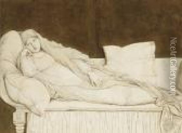 Lady Jane Montague Allongee Sur Un Lit Oil Painting - Jean Auguste Dominique Ingres