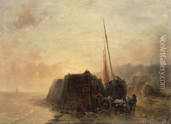 Pecheurs Sur La Cote Normande Oil Painting - Johan Barthold Jongkind