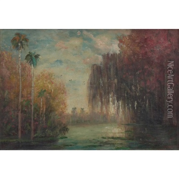 Blue Spring, St. John's River, Florida Oil Painting - Joseph (or James) R. Woodwell