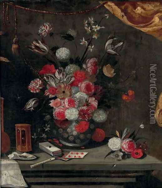 Flowers Oil Painting - Italian School