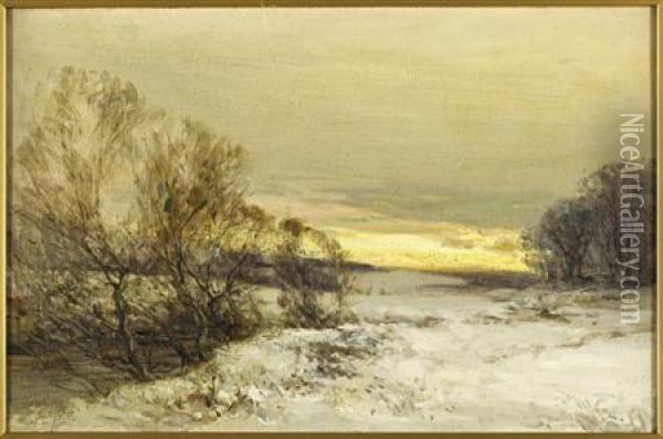 A Winter's Eve, East Lothian Oil Painting - John Hamilton Glass