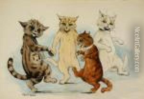 The Cake Walk Oil Painting - Louis William Wain