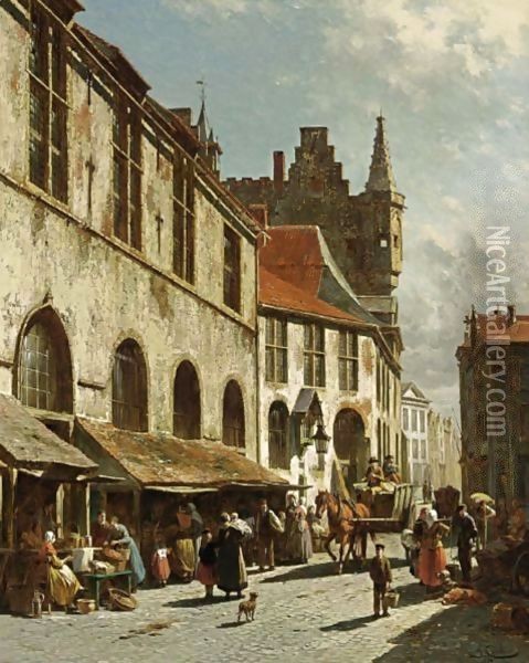 Une Vue De La Boucherie A La Madeleine A Maline, Belgique Oil Painting - Jacques Carabain