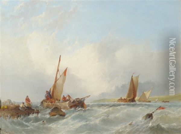 Shipping Off The Dutch Coast Oil Painting - Alfred Montague