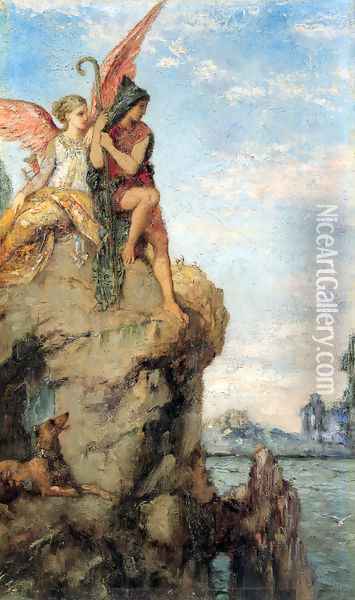 Hesiod and the Muse Oil Painting - Gustave Moreau