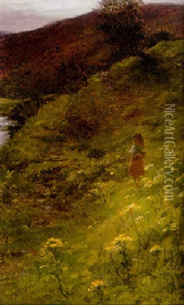By The River Oil Painting - Joseph Farquharson