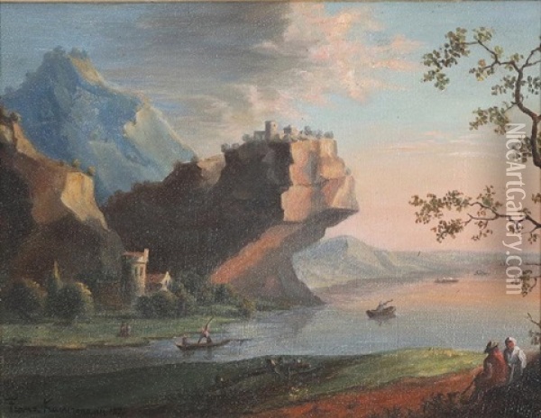 Paesaggio Con Barche Oil Painting - Franz Kaisermann