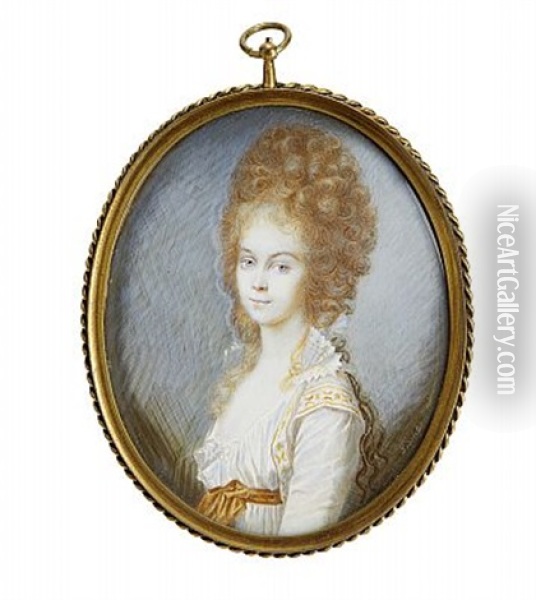 Portratt Av Ung Hogrestandskvinna Oil Painting - Johann Heinrich Tischbein the Younger