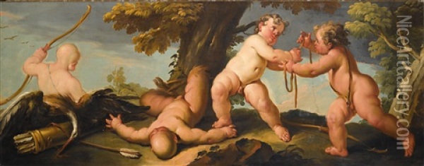 Eine Allegorie Der Liebe Mit Putti Oil Painting - Gaspare Diziani