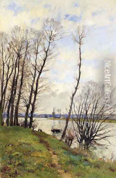 Au bord de la riviere Oil Painting - Pierre-Emmanuel Damoye