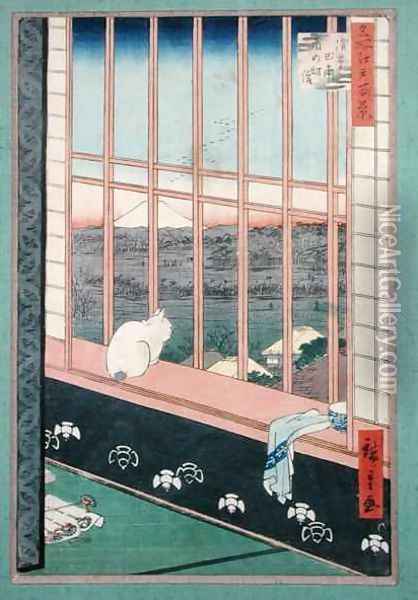 Asakusa Rice Fields during the festival of the Cock from the series 100 Views of Edo Oil Painting - Utagawa or Ando Hiroshige