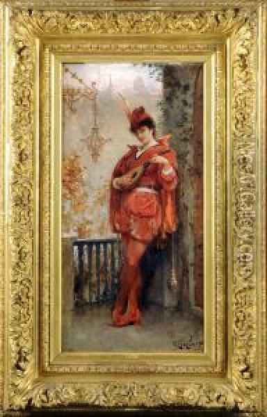 La Joueuse De Mandoline Oil Painting - Edouard Frederic Wilhelm Richter