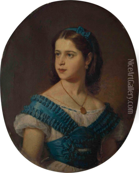 Portrait De Madame Leon Fould, Nee Ephrussi Oil Painting - Karl Eugen Felix