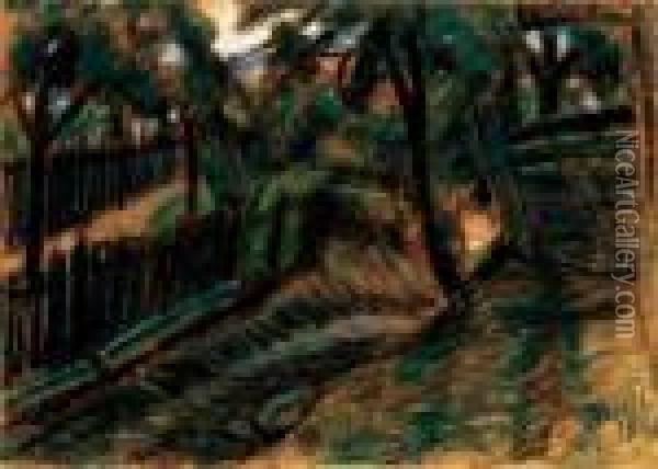 Lights Among Trees Oil Painting - Istvan Nagy
