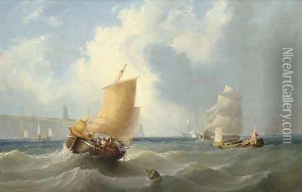 Shipping Off The South Coast Oil Painting - George Chambers