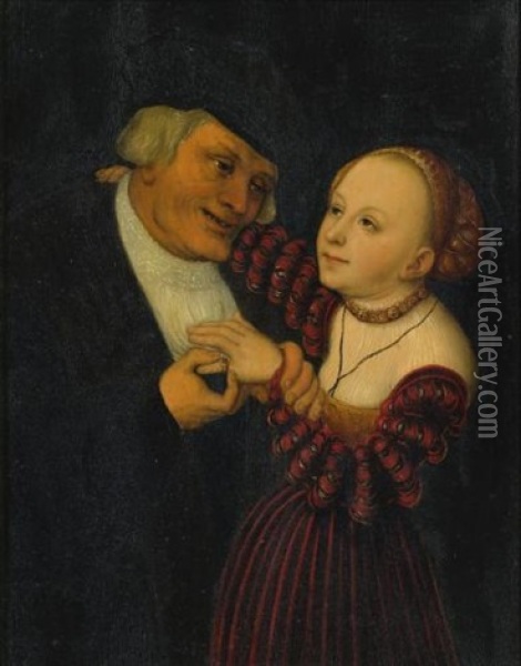 The Ill-matched Lovers Oil Painting - Lucas Cranach the Younger