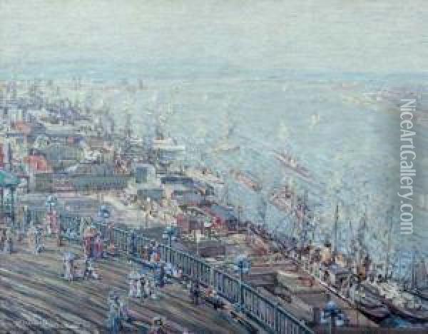 Quebec Harbour From Upper Town Oil Painting - Frederick Usher Devoll
