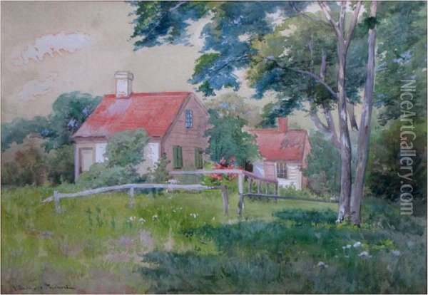 House In A Meadow Oil Painting - J. Ambrose Pritchard