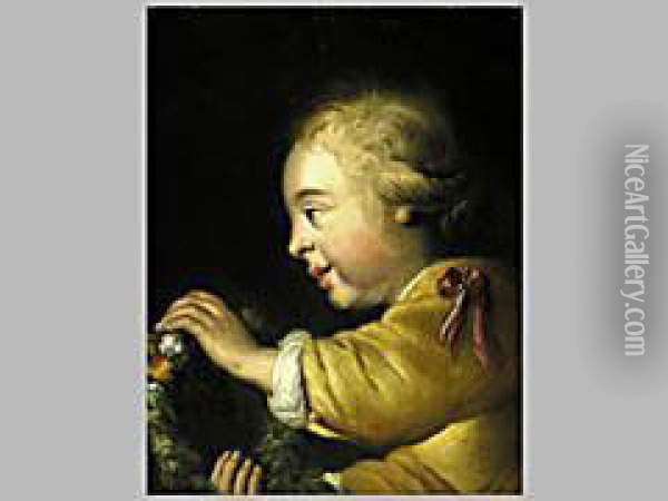 Portrait Eines Kindes Mit Blumenkranz Oil Painting - Jurgen Ovens