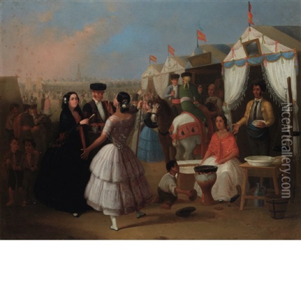 Festival In Seville Oil Painting - Joaquin Dominguez Becquer