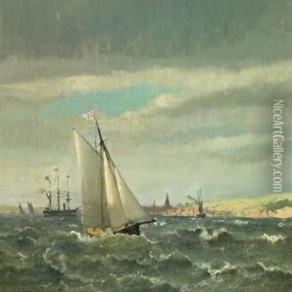 Scene From The 1868 Regatta In 
The Arhus Bay With 