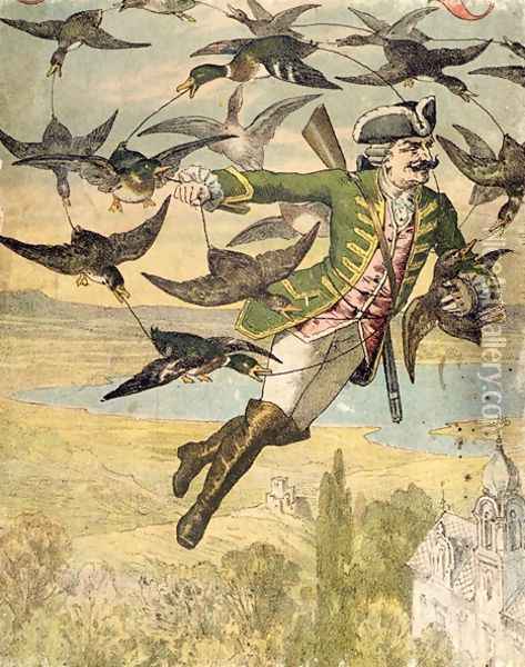 Illustration from The Adventures of Baron Munchausen Leipzig Oil Painting - Gustave Gutknecht