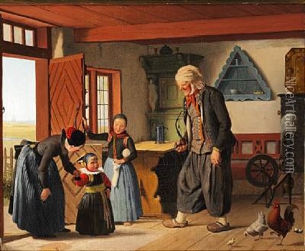 Besoget Hos Bedstefader Oil Painting - Johann Julius Exner