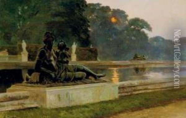 Fontaine In A Park Oil Painting - Alden Pierson