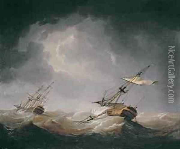 Dismasted Oil Painting - Charles Brooking